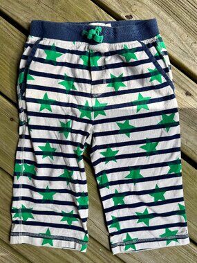 Mini Boden size 11Y - soft white shorts with navy stripes and green stars